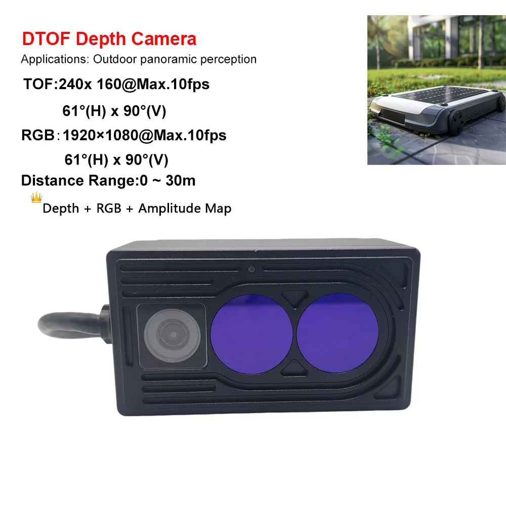 3D Camera Obstacle Avoidanc For AGVs LiDAR-Vision Fusion SLAM Sensors FOV61°X 90°Ethernet/IO TOF240x160 Max10fps RGB1920X1080