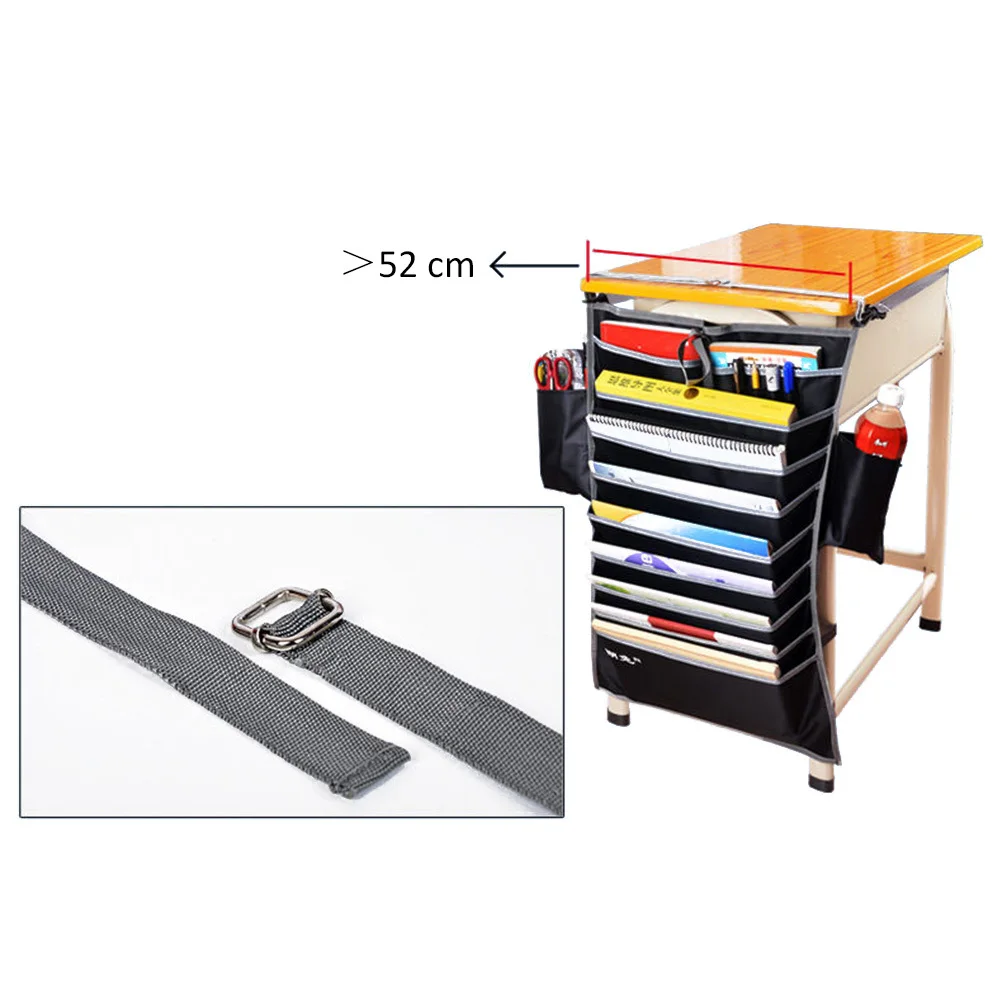 مكتب معلق المنظم حقيبة سعة كبيرة أكسفورد النسيج جيوب تخزين لملفات الكتب زجاجة ماء أقلام حامل القرطاسية