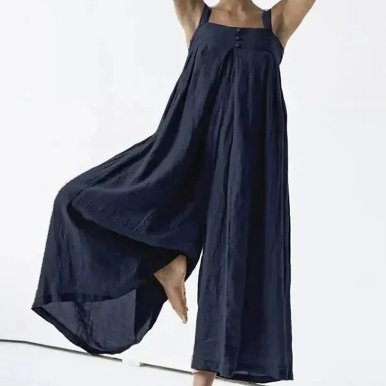 

Cotton and Linen Women's Jumpsuit High Waist Solid Color Big Size Overalls Loose Casual Overalls Jumpsuit Women Sleeveless Pants