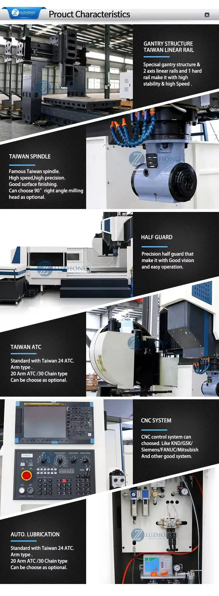 High Quality CNC Center Gmc2018 Gmc2518 Gmc3018 Gmc3518 China Cnc Gantry Milling Hine