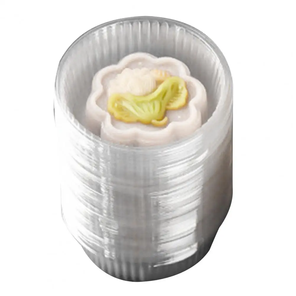 100Pcs Round Thick Free Moon Cake Trays Stackable Space Saving Mung Bean Cake Packaging Trays for Mid-Autumn Festival