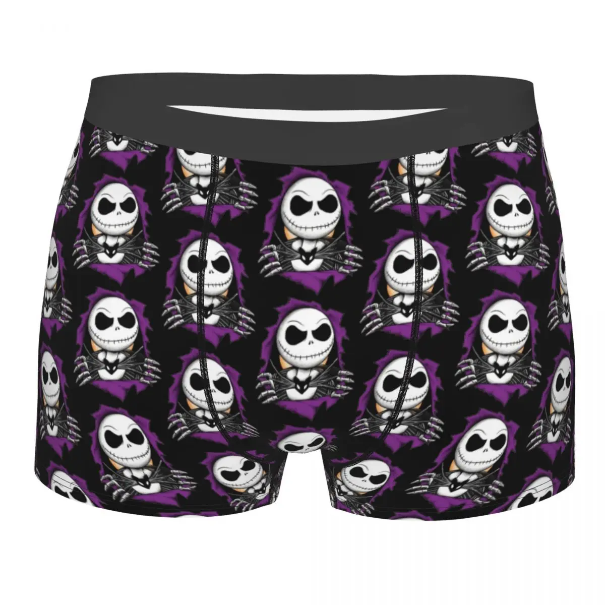 Calzoncillos bóxer personalizados con diseño de Jack Skellington para hombre, transpirables, tipo pantalón corto