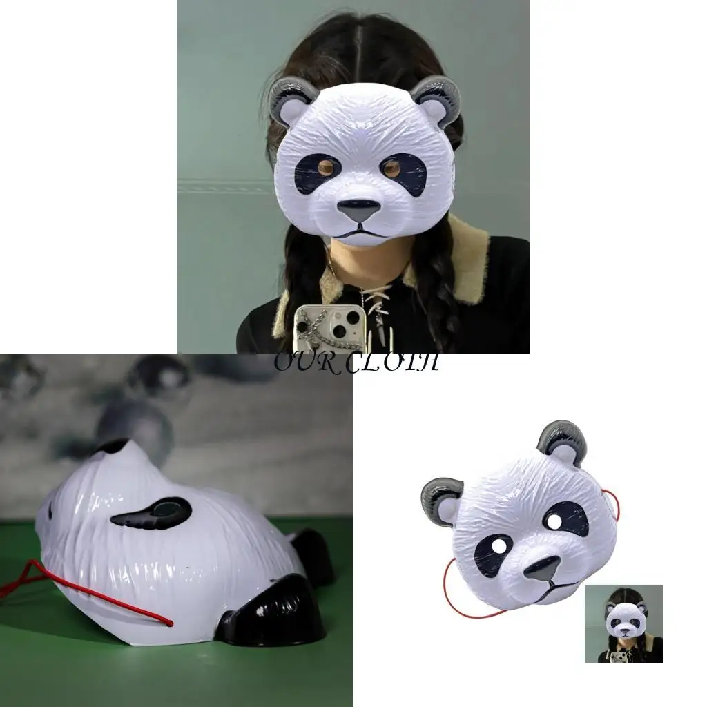 Practical PVC Plastic Full Face Panda Mask Safe Comfortable For Kids Adults Costume Event Themed Celebrations Role Play Y1AC