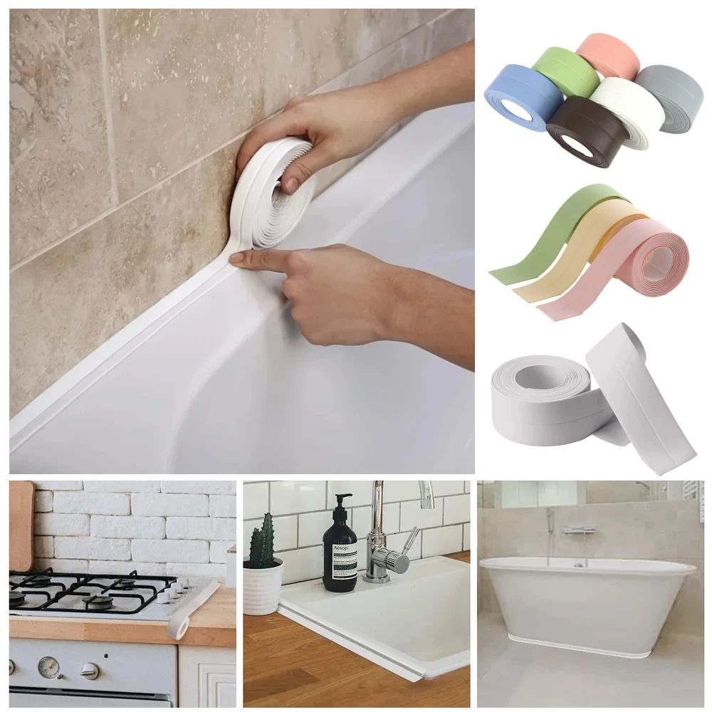 

3.2M PVC Waterproof Sealing Tape Oil-Proof Kitchen Sink Edge Caulk Tape Waterproof Bathroom Toilet Corner Wall Sticker Sealing