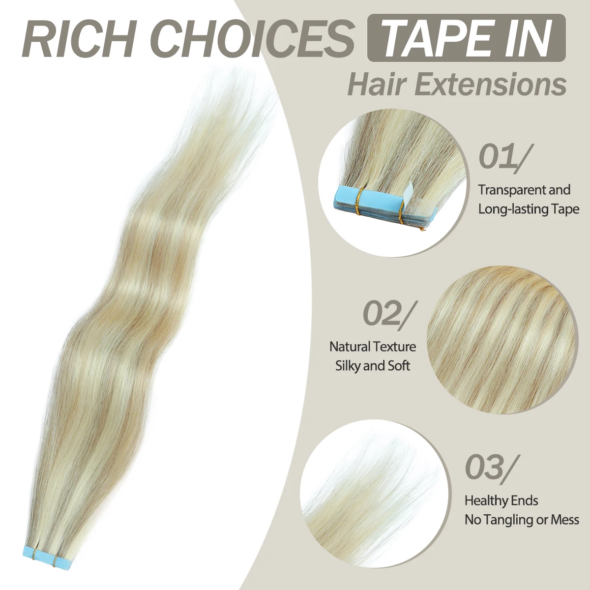 Invisible PU Tape Hair Extensions Hand Tied Tape in Human Hair Extensions Natural Adhesive Tape in Extension 10pcs/pack
