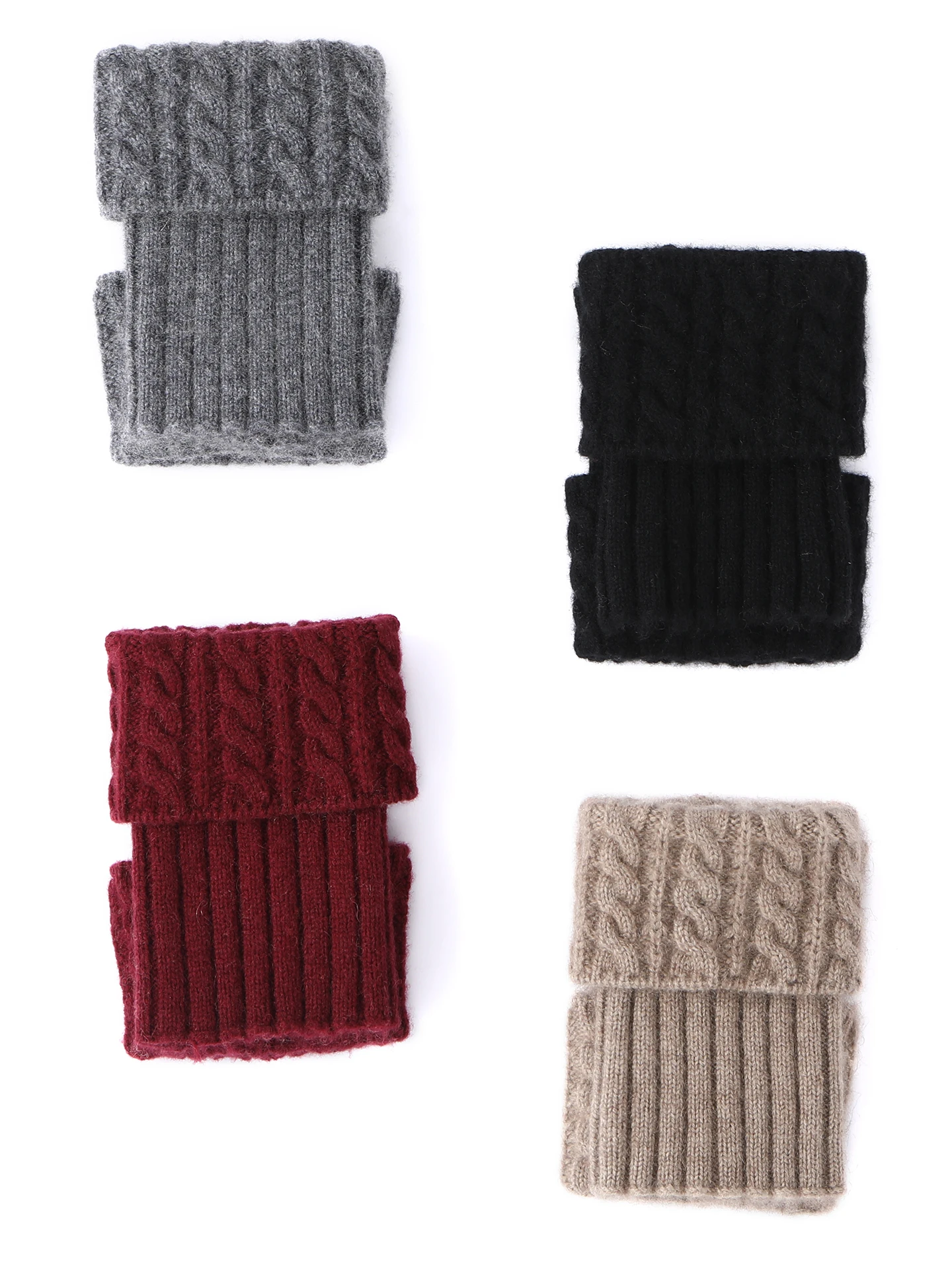 Scaldamuscoli alla moda in cashmere jacquard lavorato a maglia per calore, morbidezza e protezione dal freddo.