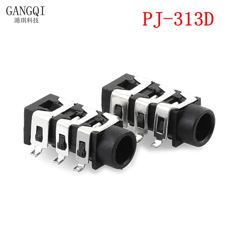 10PCS PJ-313D PJ313 SMD 6Pin SMT 3.5MM Female Audio Connector Stereo Black Headphone Jack