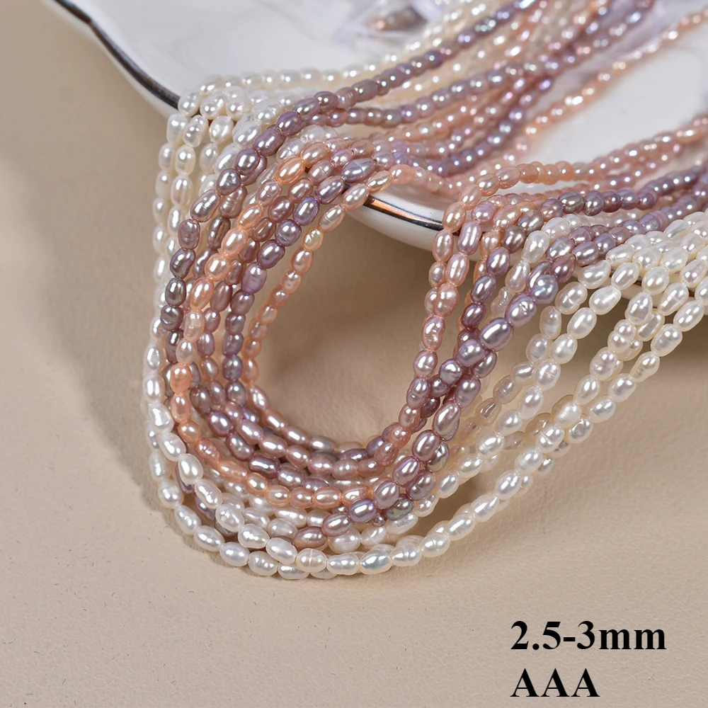 

2.5-3mm 3A Natural Freshwater White Pink Purple Rice Pearl Isolated Loose Bead Jewelry Make DIY Necklace Bracelet Accessories