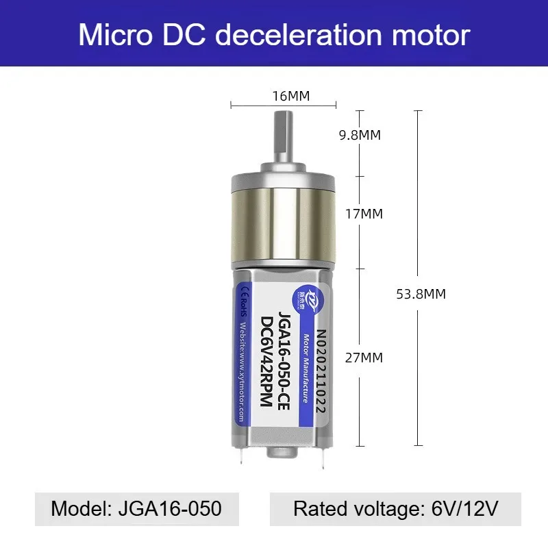 DC 6V 12V permanent magnet gear motor 12-923RPM CW CCW gearbox motor JGA16-050 DIY electric engine parts.