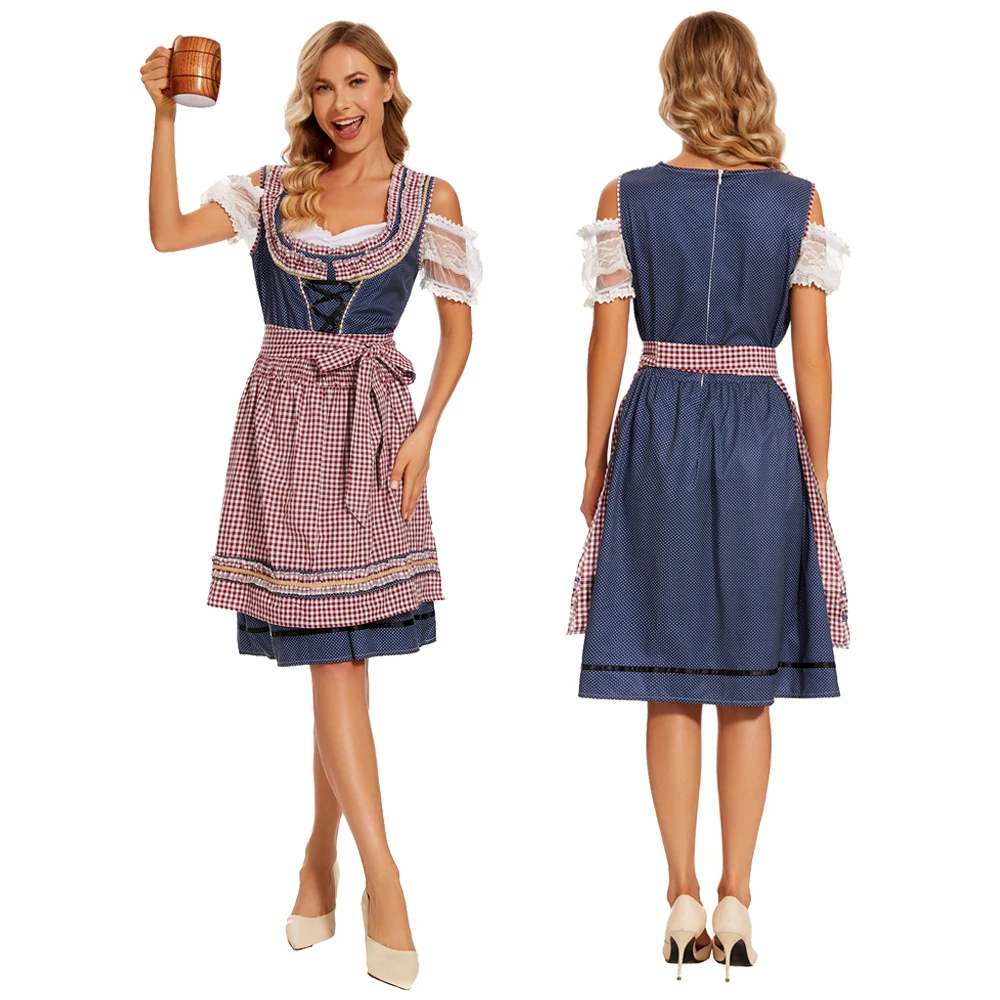 البافارية الوطنية منقوشة البيرة زي الحانة بغي نادلة الزي Dirndl مهرجان أكتوبر زي البيرة تأثيري اللباس