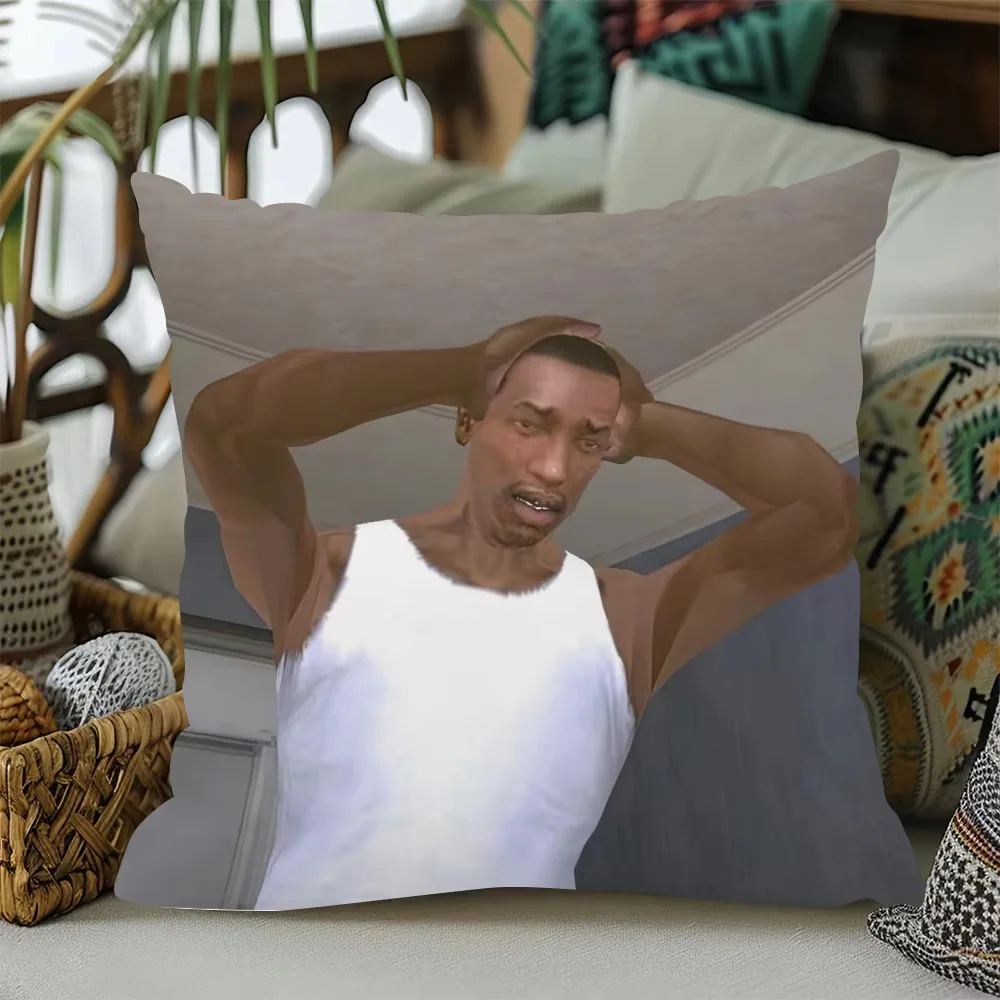 Grand Theft Auto Video Game Character Pillow Cover, Double Sided 2D Polyester Print Cushion for Living Room Bedroom Home Decor