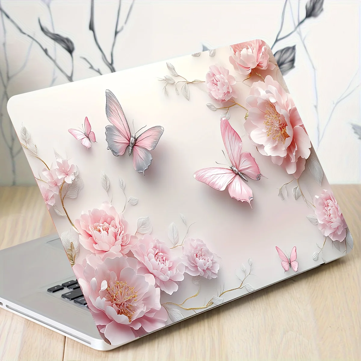2 butterfly patterned laptop art sticker protective cases, universal netbook sticker laptop waterproof and scratch resistant