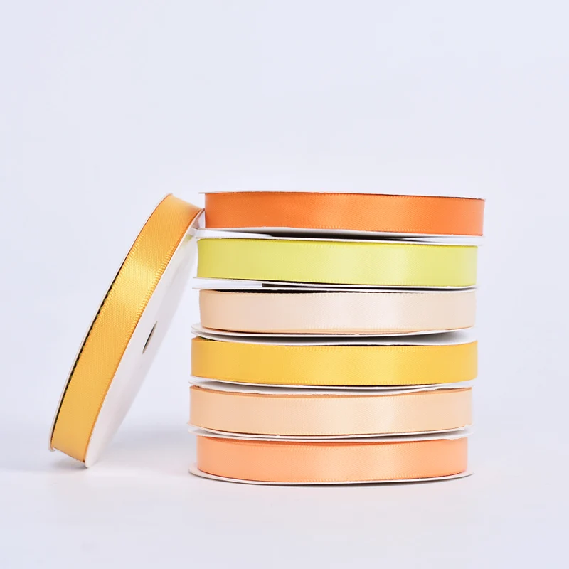 YAMA 100yards Single Face Satin Gold Ribbon 6 9 13 16 19 22 mm Fabric Yellow for Party Wedding Decoration Handmade Gift Ribbons