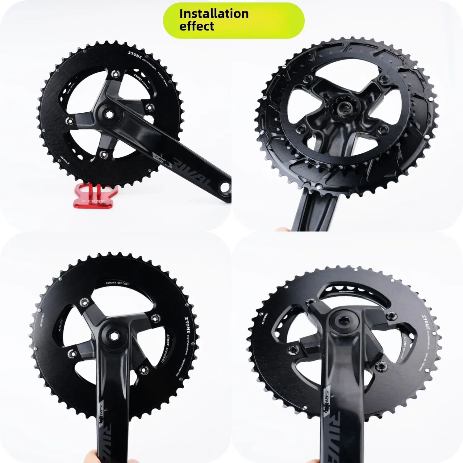 STONE 107BCD DOUBLE Chainring MTB Road Bike 46-33T 48-35T 50-37T 52-39T  54-41T2X 107 bcd Chainwheel for Sram Rival AXS 12S