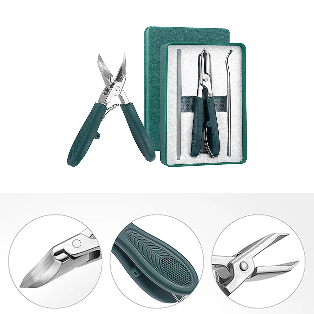 3-częściowy zestaw obcinacz do paznokci zapobiegający rozpryskiwaniu 25 °   Obcinacz do paznokci ze skośną krawędzią do grubych, twardego paznokcia na nogach Przenośny trymer do paznokci Narzędzie do manicure