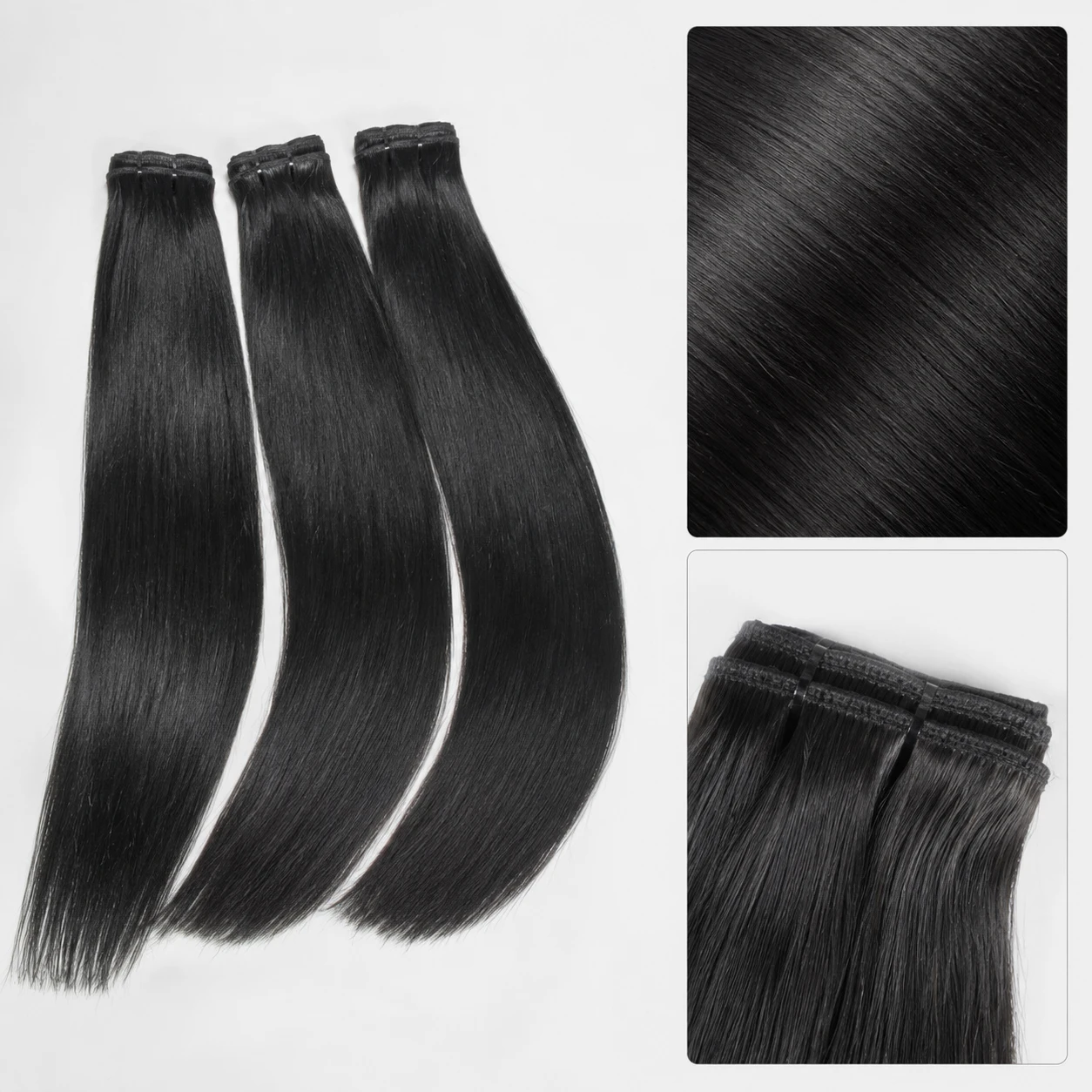 

16A Premium Unprocessed Brazilian Straight Human Hair Bundles Extensions For DIY Wrap Around Ponytail Invisible Human Hair Weft