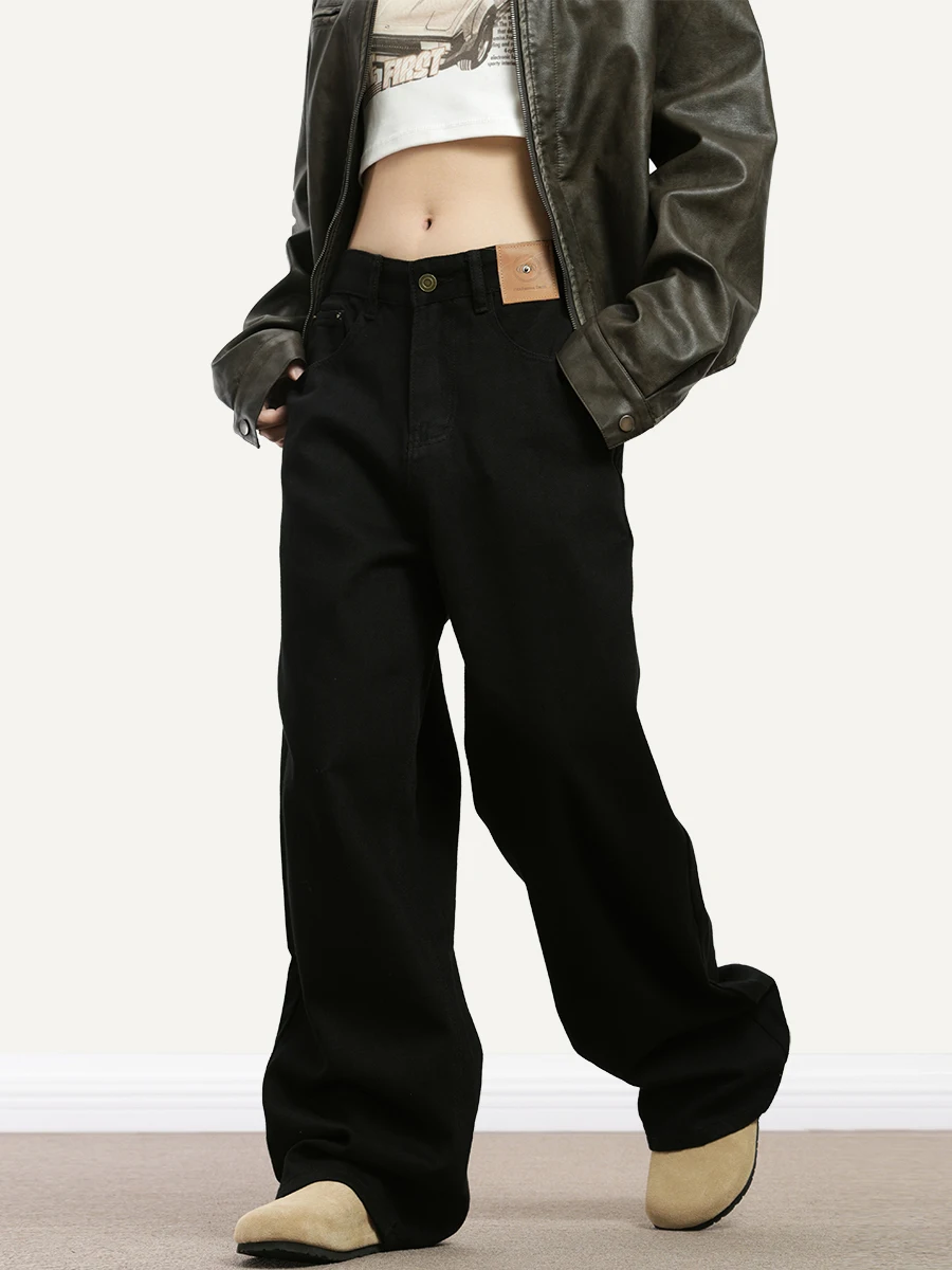 

023Start Американские свободные джинсы Bla, женские свободные широкие брюки в стиле ретро, повседневные брюки для папы для девочек