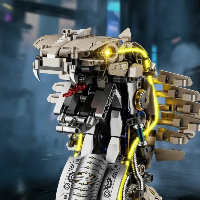 FUNXINEE 1186Pcs Robotic Cobra Gebäude Set Moving Jaw Licht Getriebe Motor Reptil Modell MOC 3D Kreative Schreibtisch Dekor Geschenk
