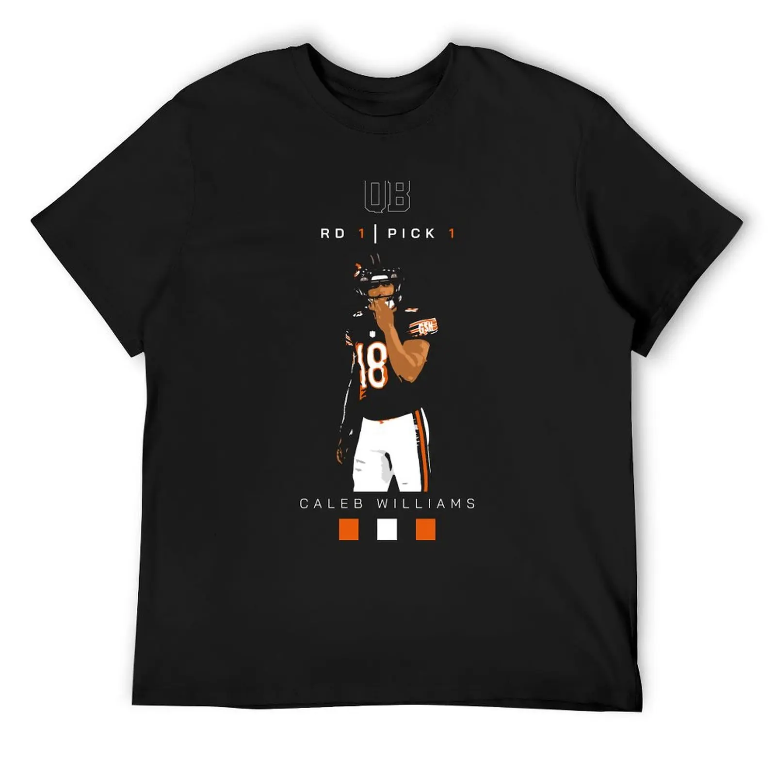 Caleb Williams QB Bears #18 - Round 1 Pick 1 Graphic Art T-Shirt plus size tops vintage graphic tee plus size men clothing