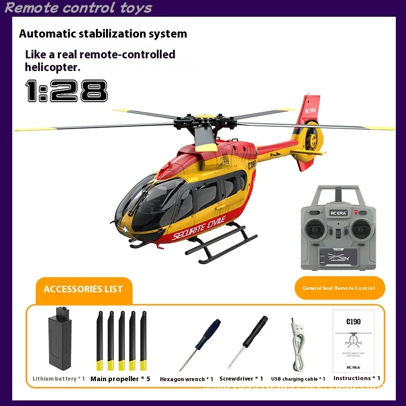 Rc Era Helicóptero de controle remoto C190 Dual Brushless 6 canais Hélice única Aileron Simulação canalizada livre H145 Helicopte