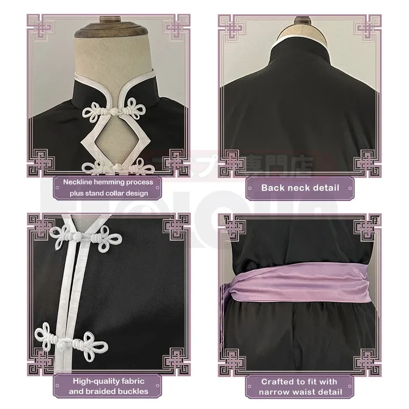 Blue Lock Anime Nagi Cosplay China Costume Black Kung Fu Tang Suit Wig Rose Net Synthetic Fibers Adjustable Size Partyx;8's,6;