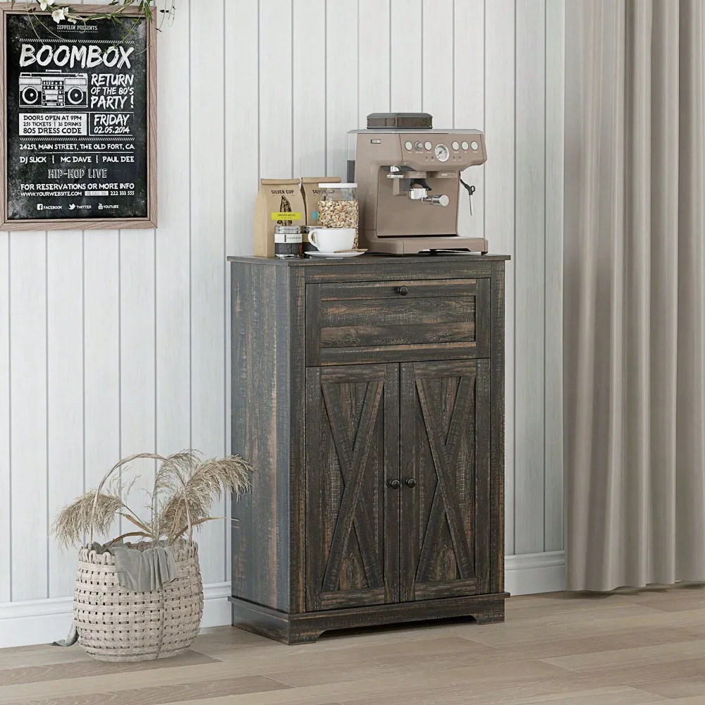 Farmhouse Storage Cabinet, Sideboard with Drawer and Doors