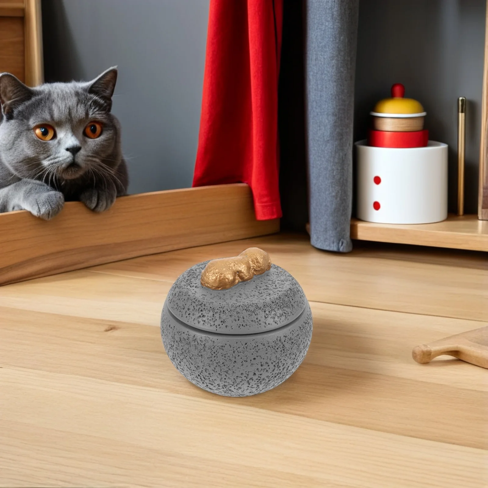 

Pet Urn Round Cement Decorative Mini Memorial Box 12Oz Keepsake Pet Funeral Accessories Dog Cat Ashes Pets Urn