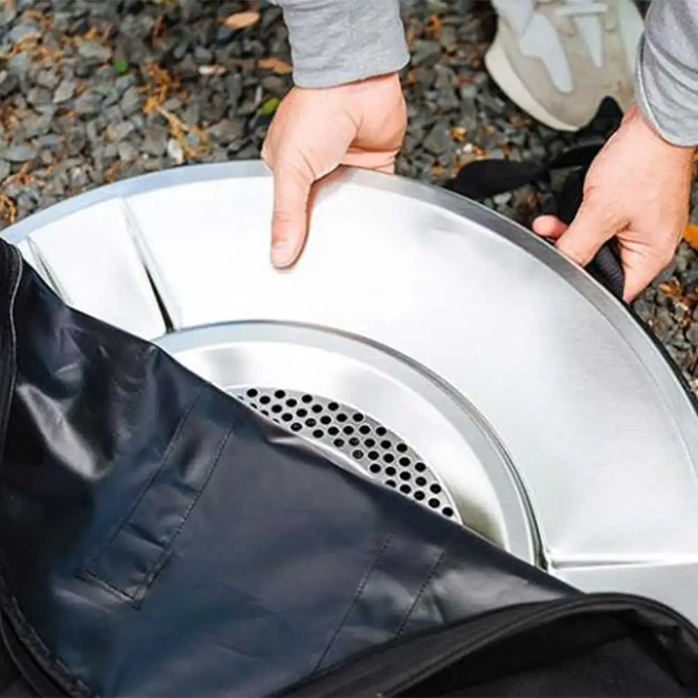 2026 New 600D Oxford Heat Deflector Bag For Outdoor Bonfire Water Resistant Round Cover With Pockets Easy Transport Accessory