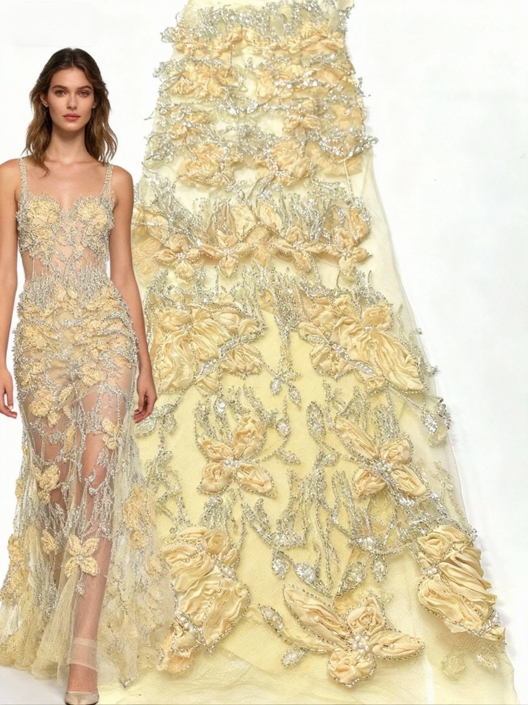 

Luxury French Embroidery tassel Lace Fabric Sequin 2026 High Quality African Beaded Lace Fabric For Nigerian Wedding Party Dress