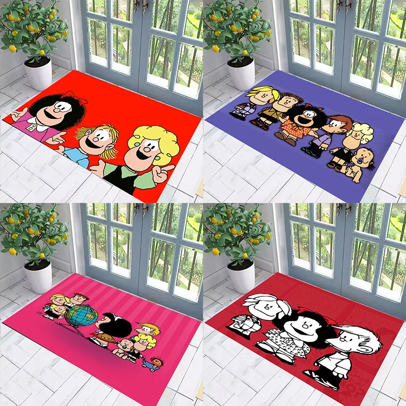M-Mafaldas Cartoon Floor Mat Doormat Entrance Door Living Room Kitchen Rug Balcony Rug Carpet Bathroom Bath Home Foot Carpet Mat