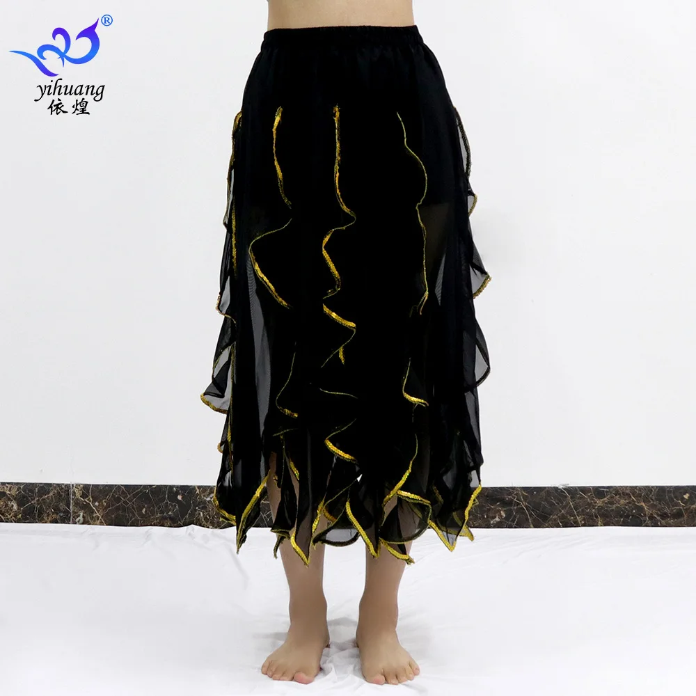 1 قطعة/الوحدة امرأة الموضة الكشكشة تنورة الرقص الشرقي سيدة الشيفون أداء الرقص تنورة
