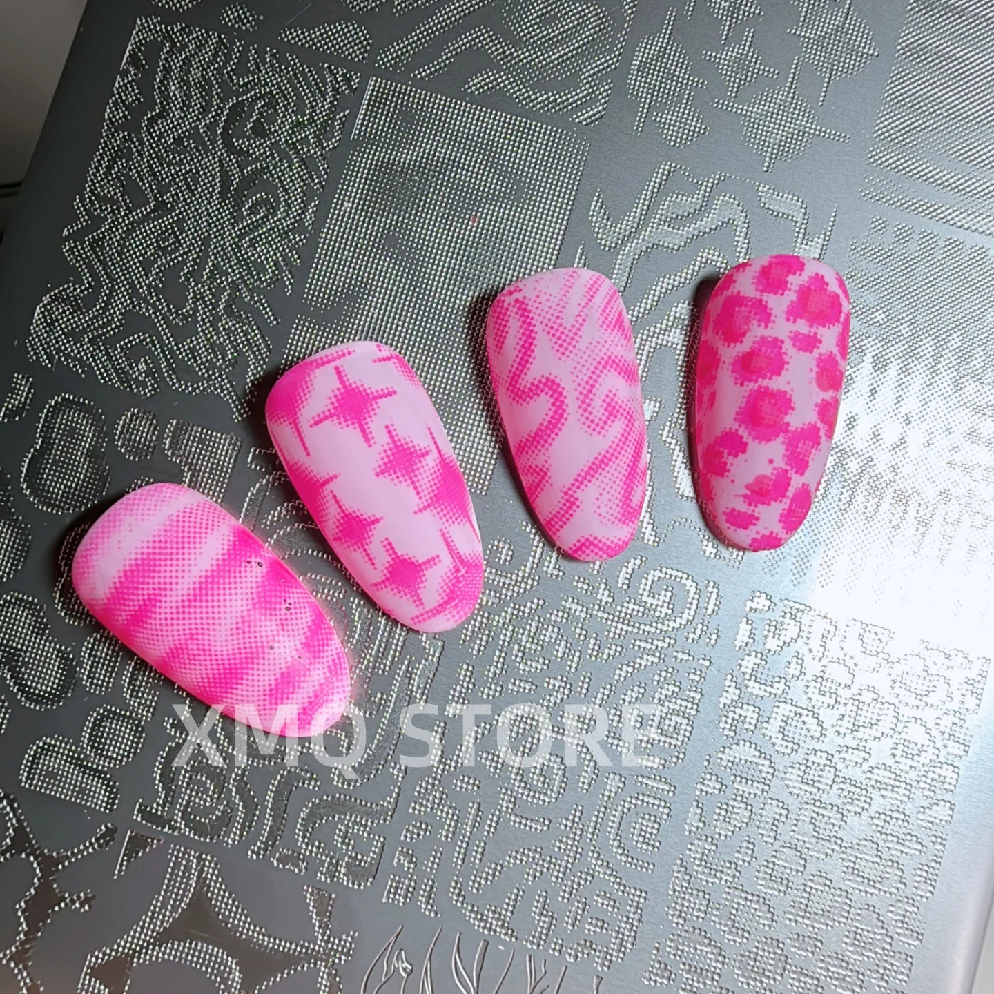 XMQ NAIL ART PLATAS STAMPING PIXEL TEMPLATES IMÁGINES CUTES