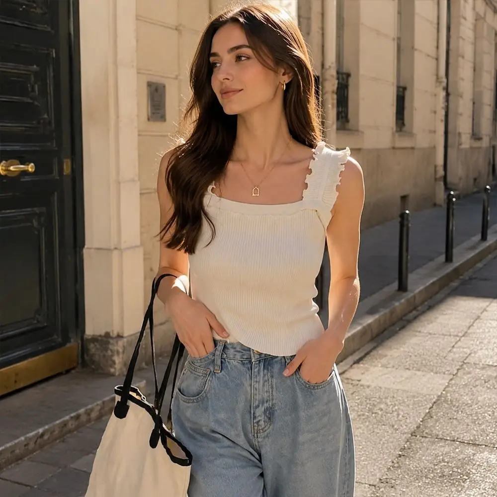 Casual Knitted Summer Tank Tops Sleeveless Slim Cami Top Shirt Underwear Chest Halter Vest Corset for Women