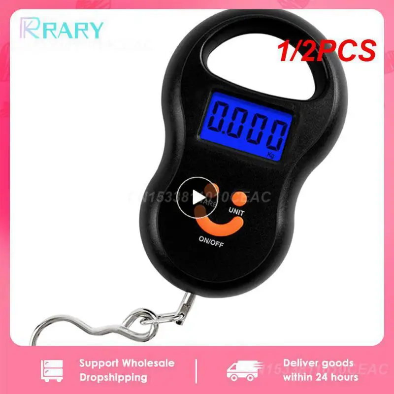 1/2PCS Portable 50Kg 10g Hanging Scale  Digital Scale BackLight Electronic  Fishing Weights Pocket Scale Luggage Scales Black