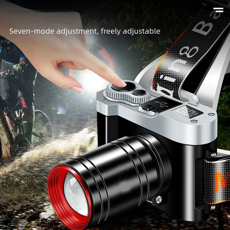 

LED Headlamp For Outdoor Enthusiasts 4 Light Colors For Camping/Fishing/Hiking 500m Long-Distance Illumination