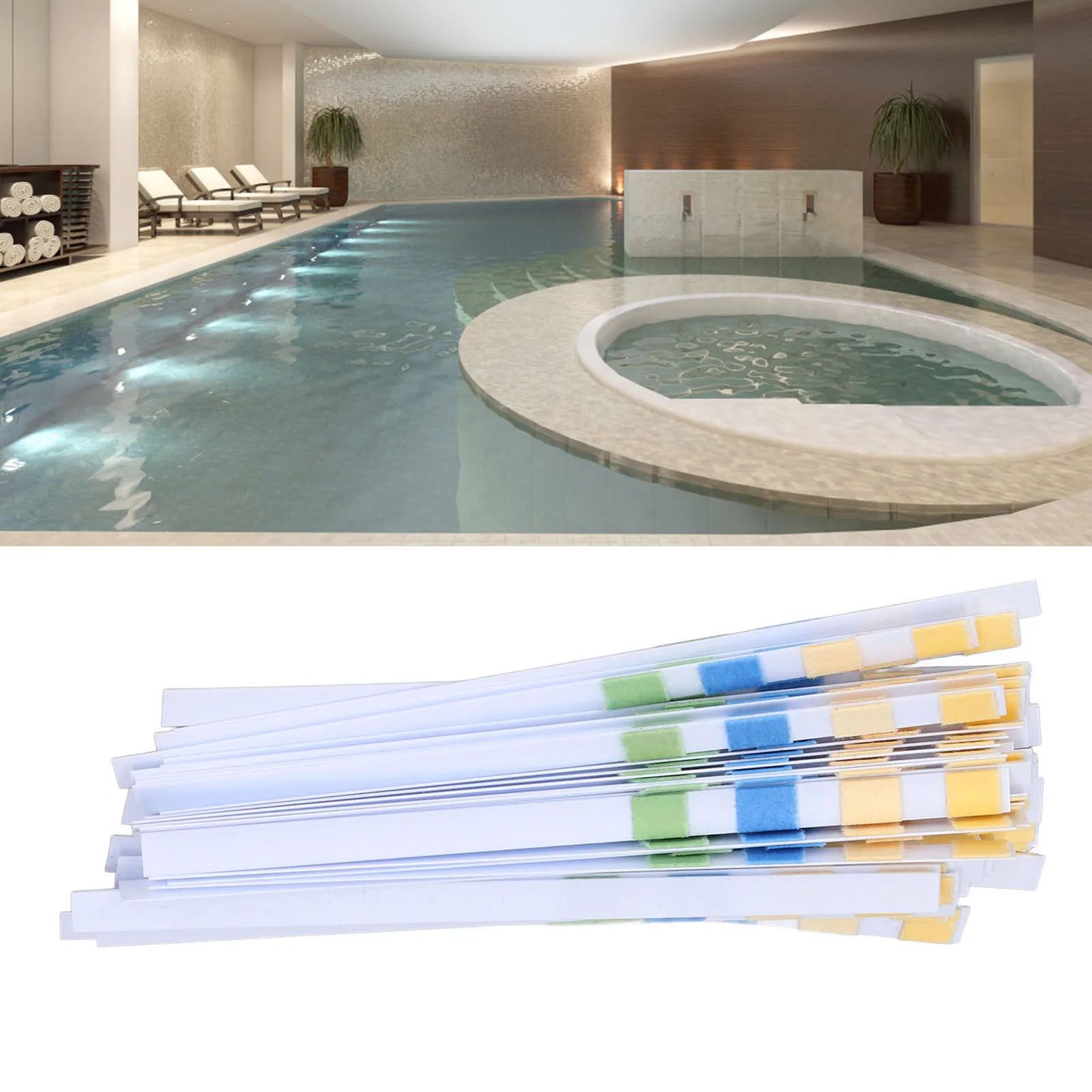 100Pcs Pool Water pH Test Strips 0-14 pH Quick Test Paper 15 Seconds Colorimetric Testing Strips for Swimming Pool Water Quality