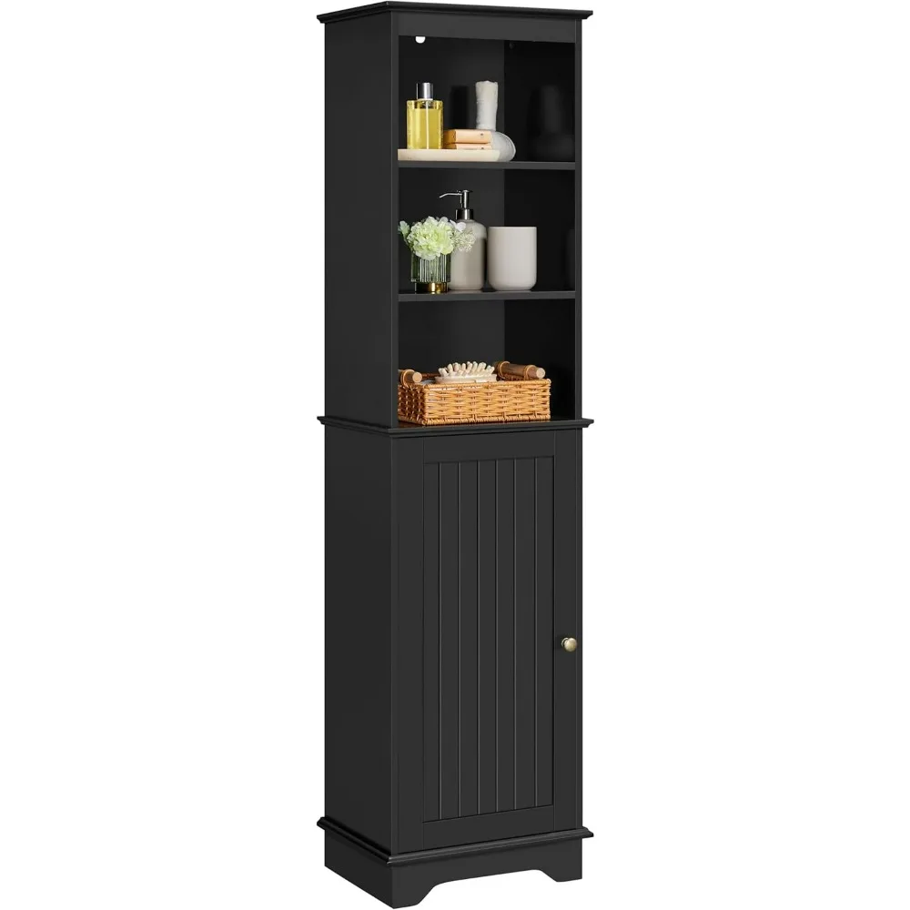 

Freestanding Bathroom Storage Cabinet, Tall Slim Floor Cabinet with 3 Shelves & Door, Space Saving Linen Cabinet Organizer