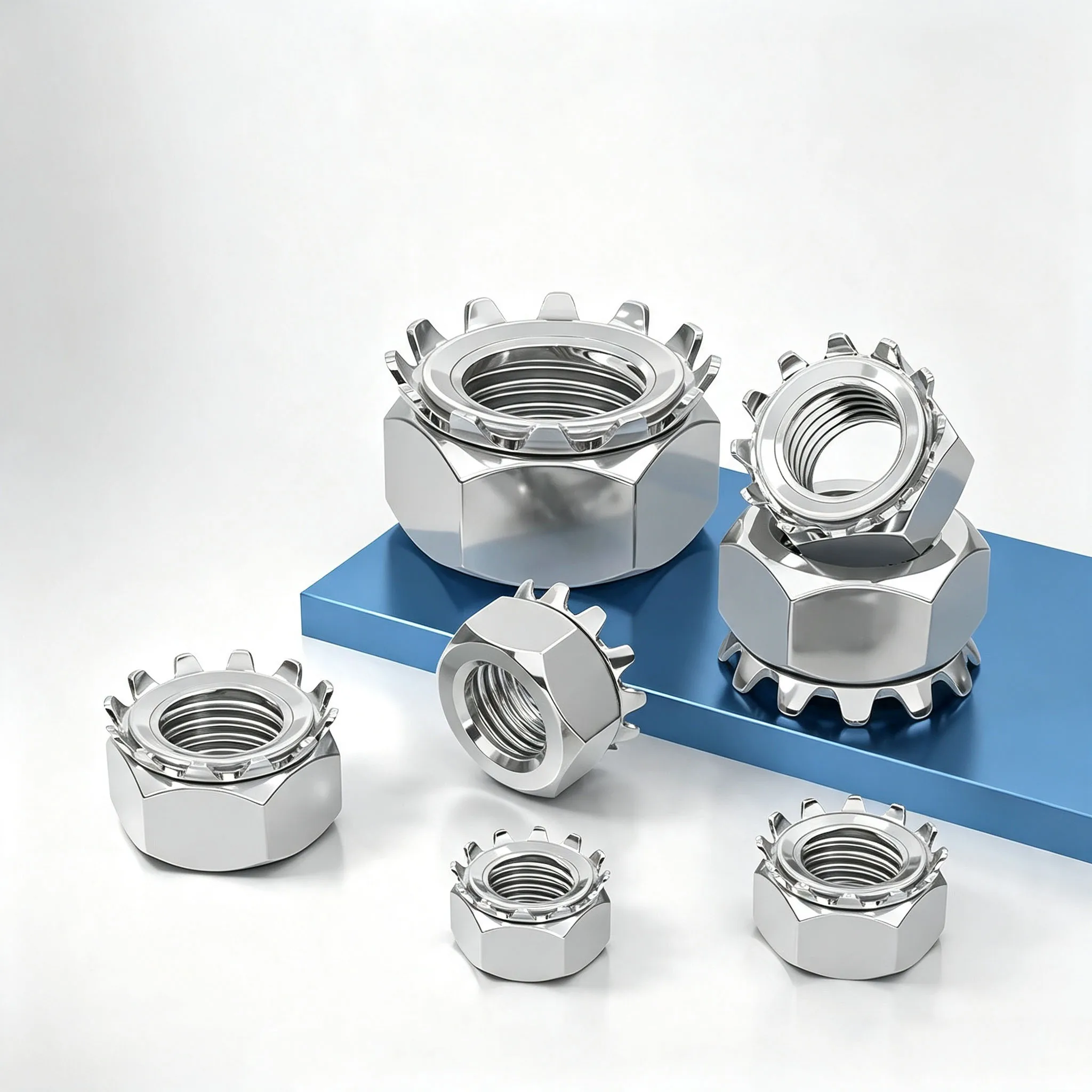 A2 Stainless Steel K-Type Hex Lock Nuts UNC UNF 4#6#8#10# 1/4 5/16 3/8 Inch Serrated Anti Slip Self-locking Hardware Fasteners