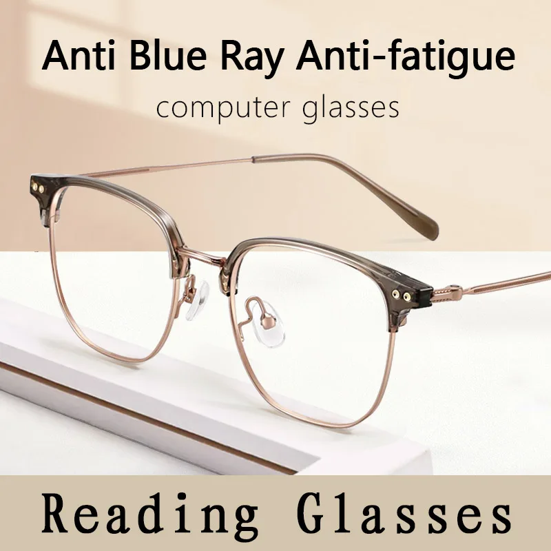 

Anti Blue Light Glasses, Rectangular Eyewear Frame Anti Eyestrain Computer Glasses for Women Magnifying Presbyopic Eyeglasse