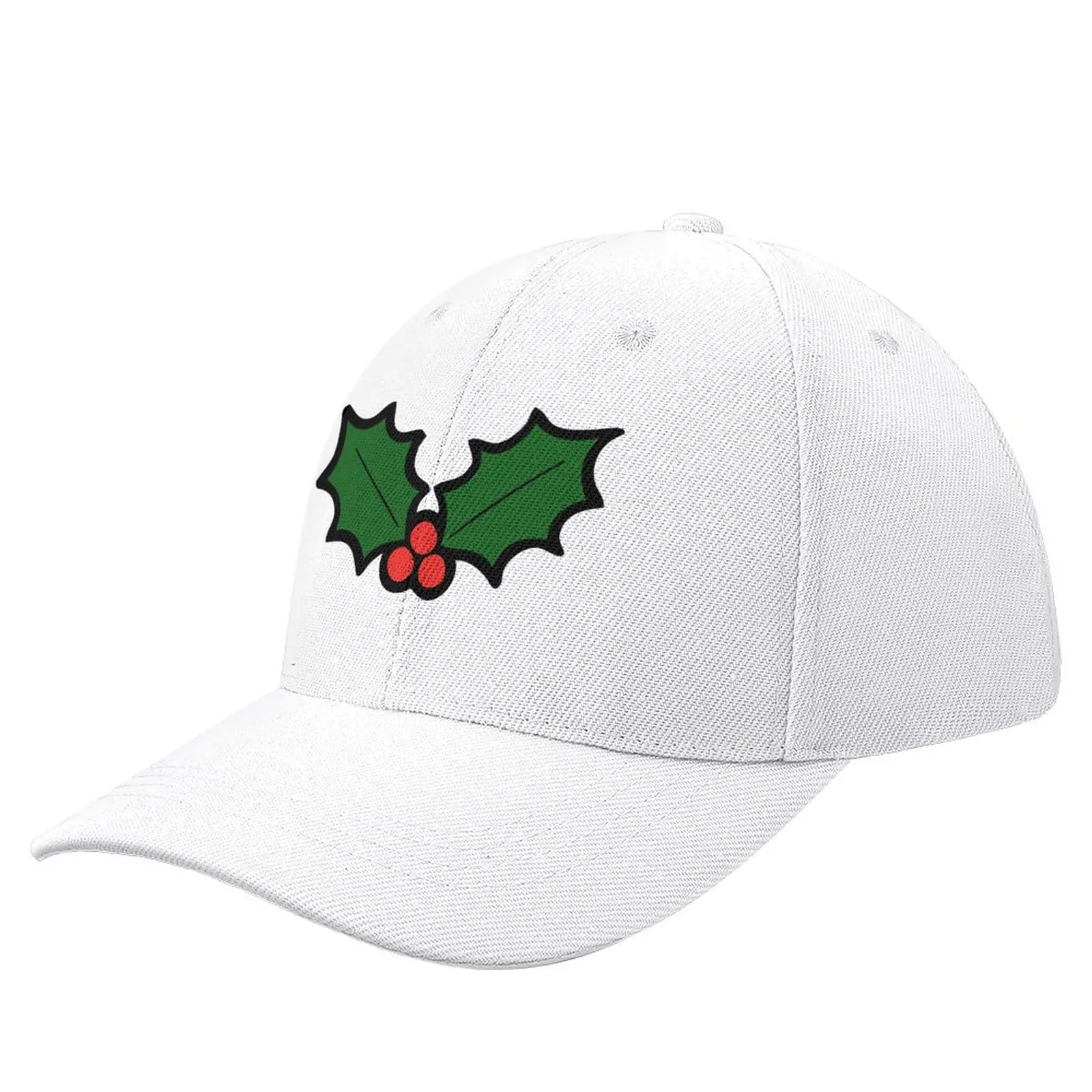 Holly Leaves and Berries Pattern in Light Green Baseball Cap Snapback Cap funny hat Ball Cap Sunhat Baseball For Men Women's