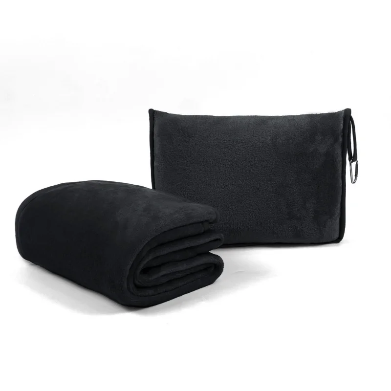Multifunctional 2-in-1 car outdoor throw pillow blanket Flannel zipper folding travel blanket pillow blanket