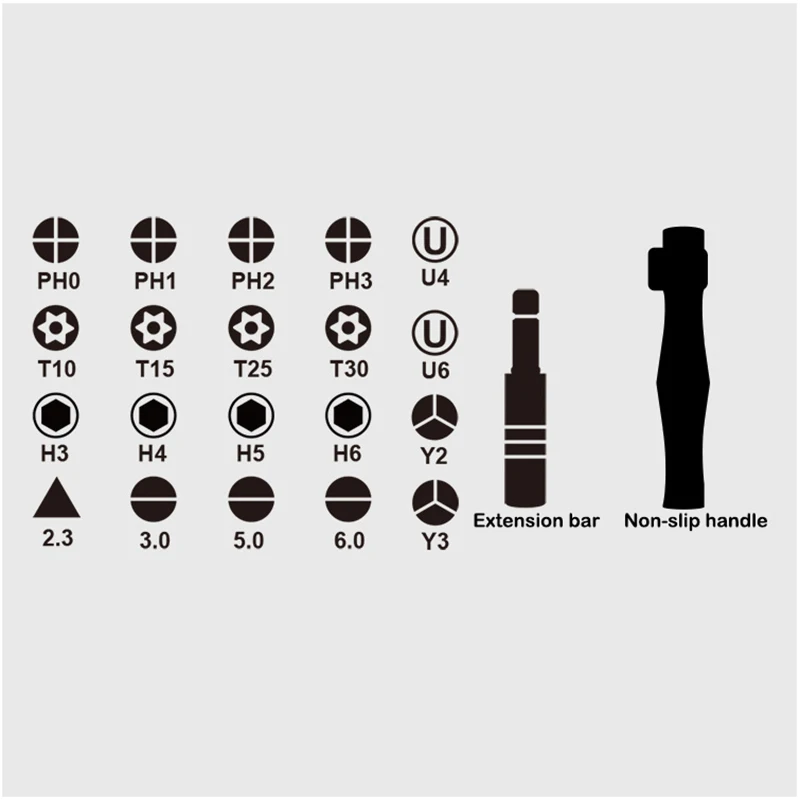 Multifuncional Ratchet Screwdriver Set pequena ferramenta de manutenção, frente e verso, cruz hexagonal, 22 pcs
