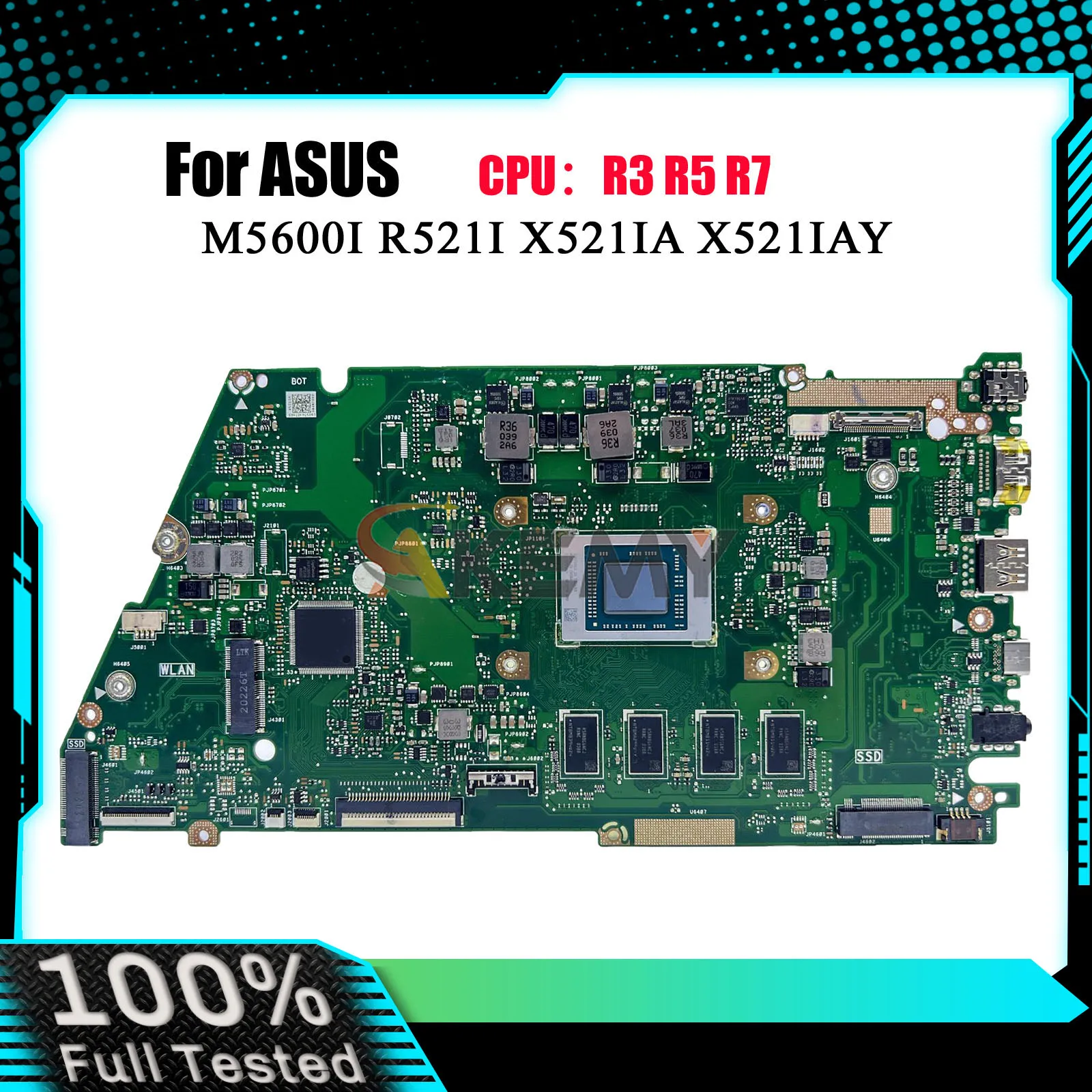 X521IA Laptop Motherboard For ASUS VivoBook M5600I R521I X521IAY X521IA X521I Notebook Mainboard With R3 R5 R7 CPU 100% tests OK