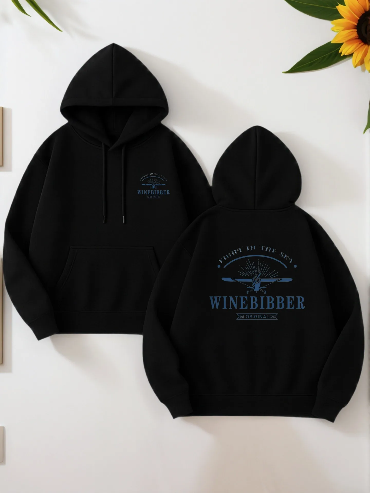 هوديي جرافيك للرجال، ساموراي - طباعة جرافيك تحت عنوان، نمط كاجوال، مزيج القطن، للرجال، للارتداء اليومي #1