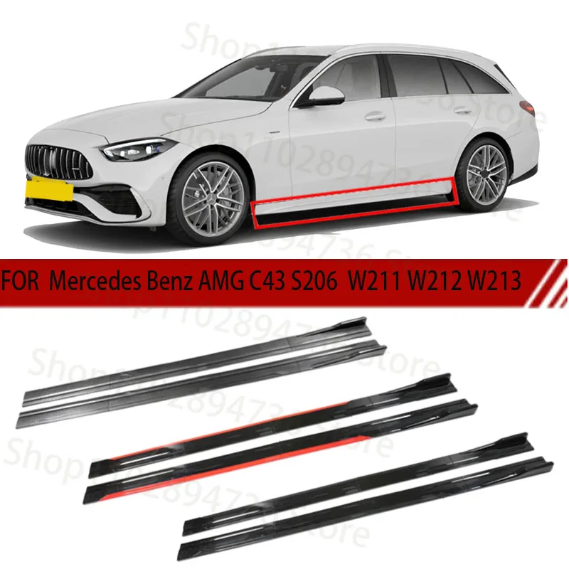 

FOR Mercedes Benz AMG C43 S206 W211 W212 W213 2M Car Side Skirt Extension Plate Lip Separator Bumper 2.18M Racing Side Spoiler