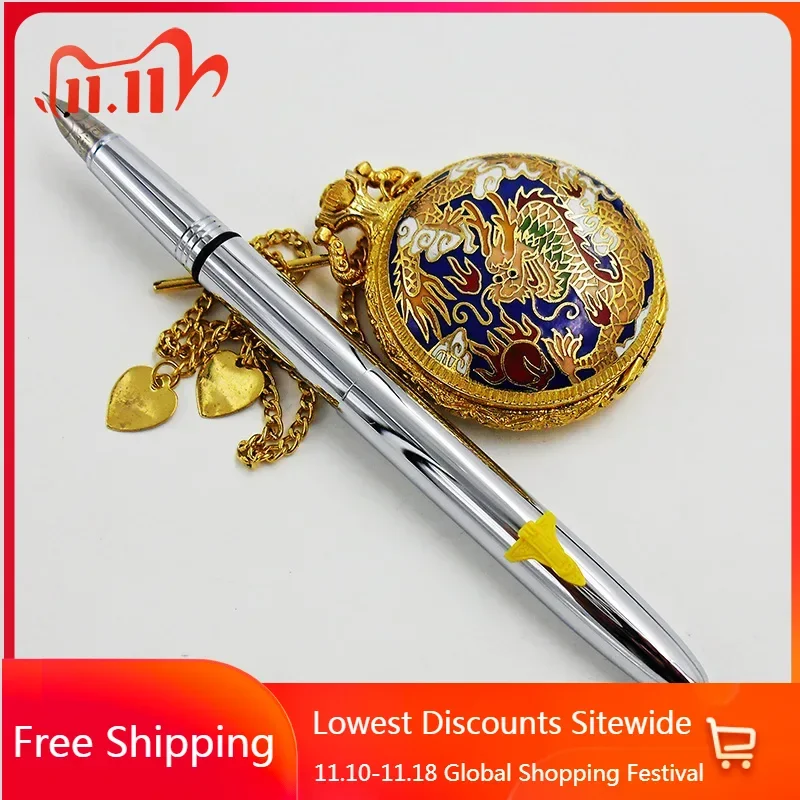 

New Wingsung 60 All Steel Pocket Fountain Pen Iridium Gold F 0.5mm Nib Writing Ink Pen School Supplies Writing Stationery Gift