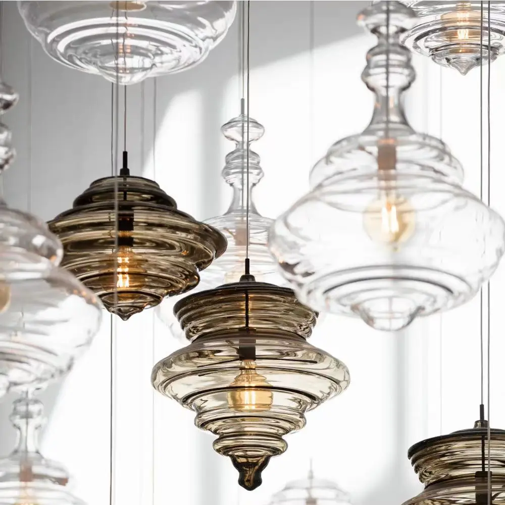 La Scala Pendant Lamp Industrial Water Grain Galss Glass Lamp Dining Room Hanging Lights Staircase Kitchen Island Lighting