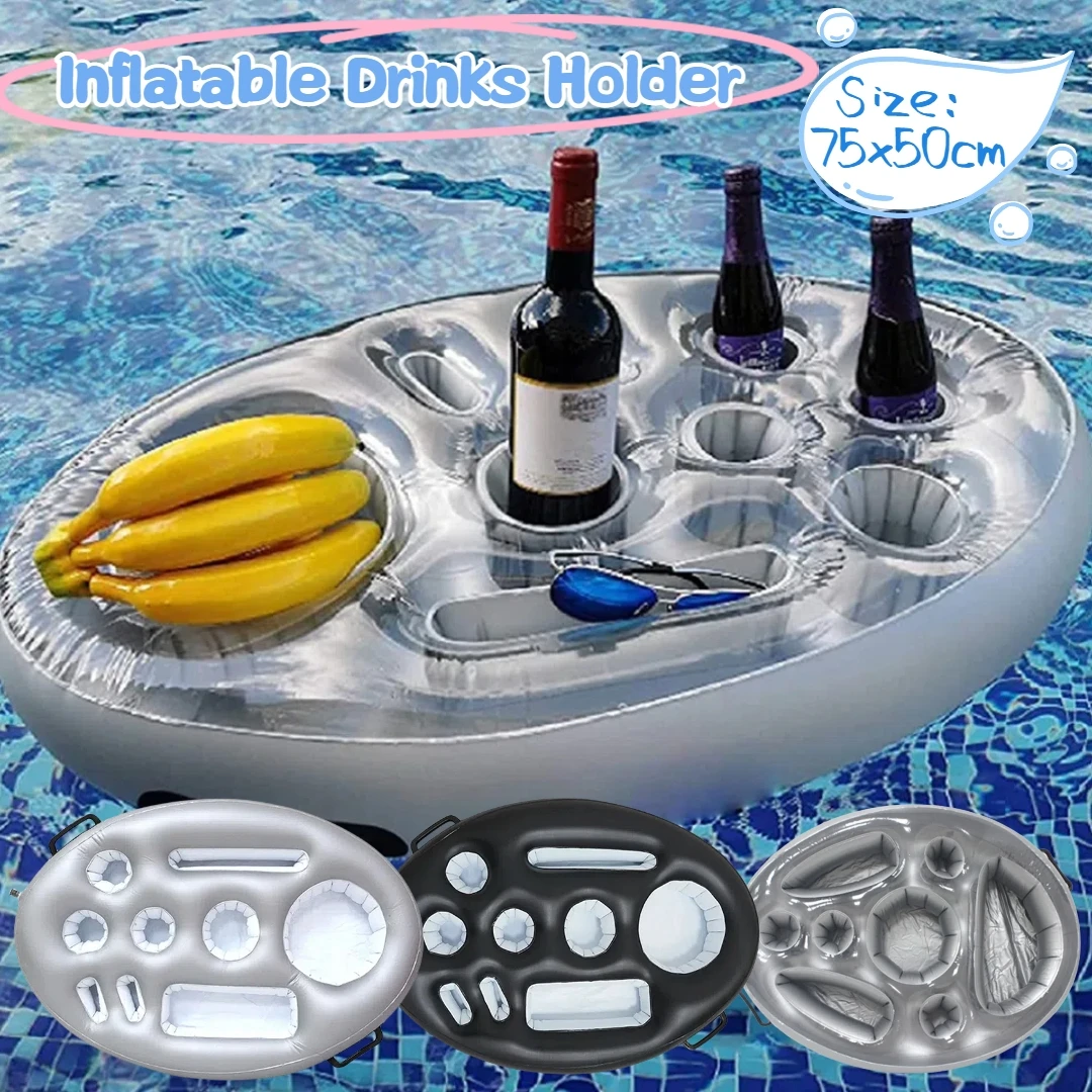 Soporte inflable para bebidas, soporte para bebidas de cerveza para piscina, portavasos flotante multifuncional, bandeja para bebidas, flotadores para verano, playa, Spa