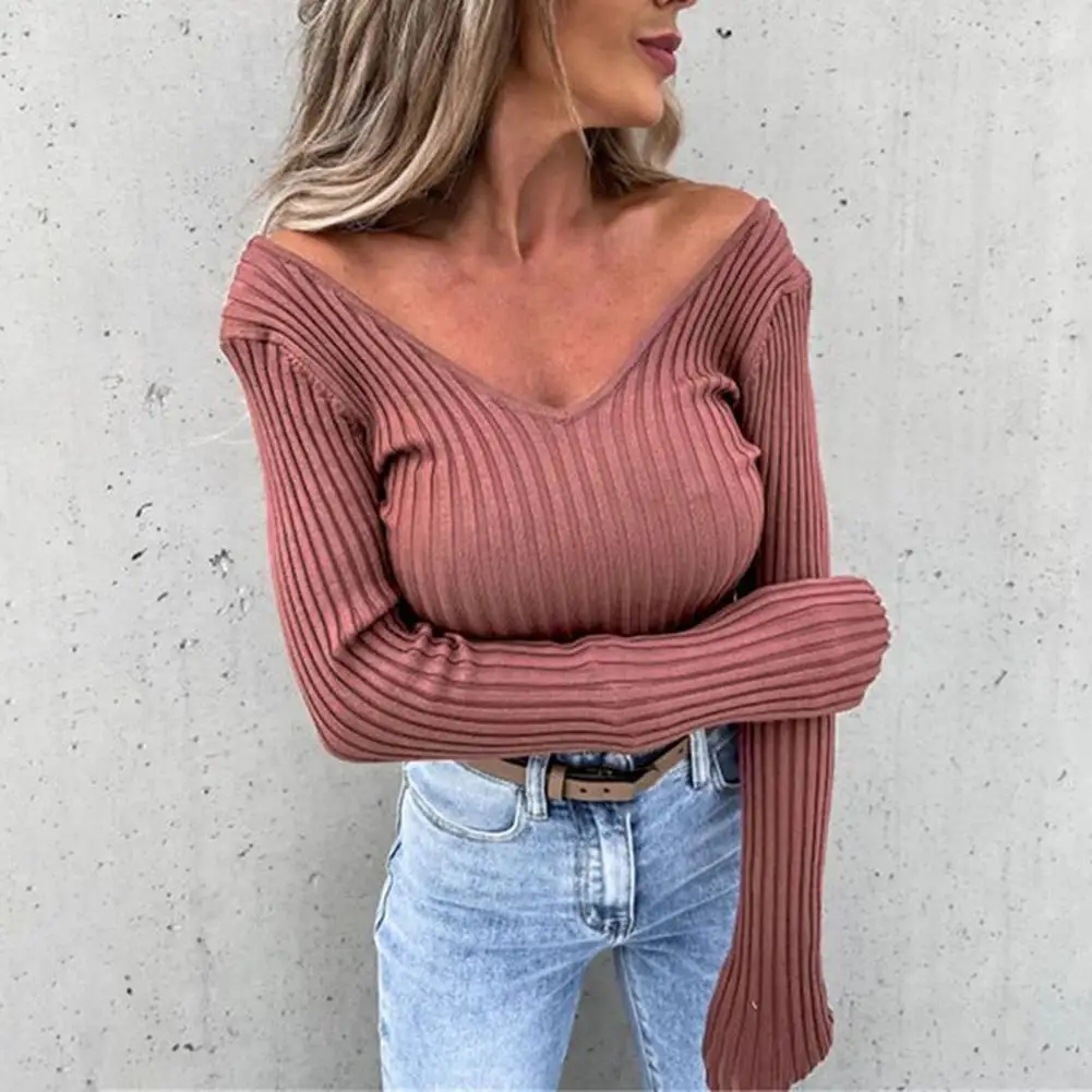 Women Top Breathable Soft Stretchable Slim Fit Spring Sweater   Lady Shirt  for Daily Wear