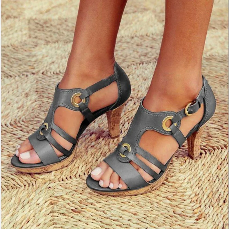 

Sandals Women Roman Slipper Open Toe Pointed Leather Black Heels Outdoor Leisure Summer 2026 Sandalias De Verano Para Mujer